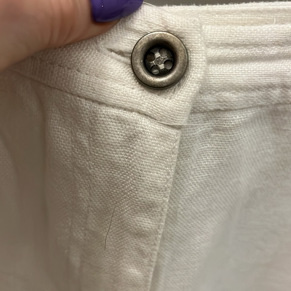 Eileen Fisher Wide Leg Pants Organic Linen Cropped White Size 12 - Picture 4 of 12